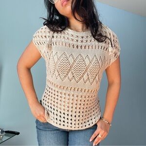 Chico's Taupe Open Weave Sweater